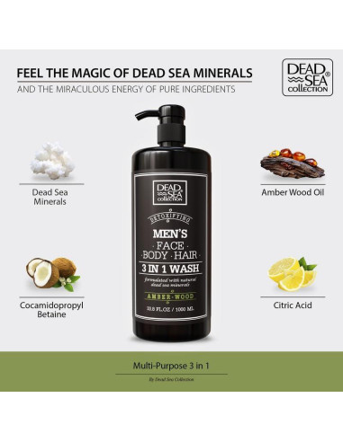 Gel de Ducha 3 en 1 Colección Mar Muerto 1000 ml Madera Ámbar