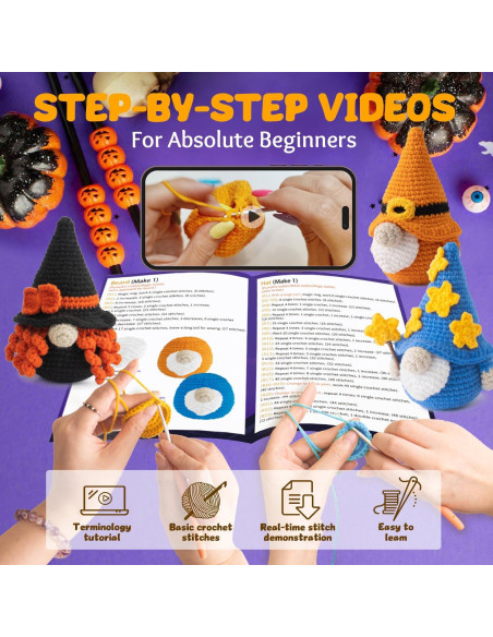 Kit de Crochet Halloween POP COCHE para Principiantes - 3 Gnomos