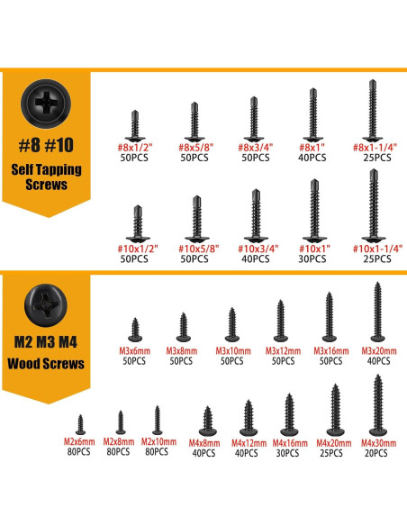 Kit de Tornillos Autoperforantes Weideer 1095 Piezas Acero Inoxidable