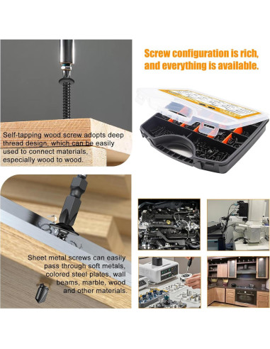 Kit de Tornillos Autoperforantes Weideer 1095 Piezas Acero Inoxidable