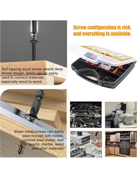 Kit de Tornillos Autoperforantes Weideer 1095 Piezas Acero Inoxidable