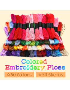 50 Madejas Hilo de Bordado ZXIIXZ Arcoíris 8m para Manualidades 2