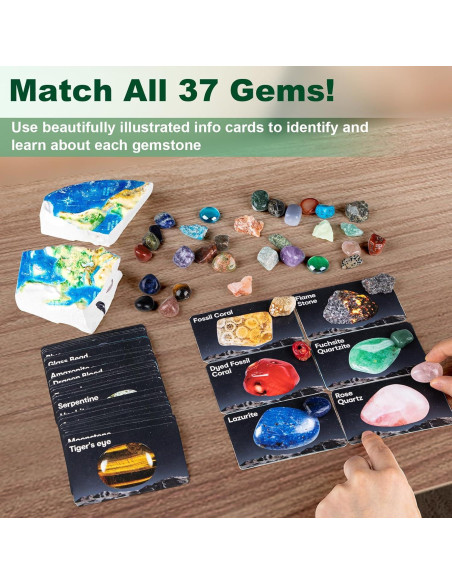 Kit de Excavación de Gemas HAYXUN - 37 Rocas y Cristales