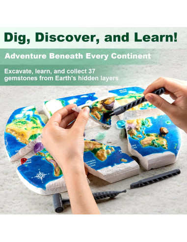 Kit de Excavación de Gemas HAYXUN - 37 Rocas y Cristales