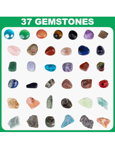Kit de Excavación de Gemas HAYXUN - 37 Rocas y Cristales