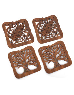 Trivetes de Madera Yonglews 19.3 cm Set de 4 Decorativos