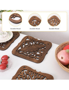 Trivetes de Madera Yonglews 19.3 cm Set de 4 Decorativos 2