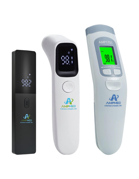 Paquete de 3 Termómetros Digitales Infrarrojos Amplim para Bebés y Adultos