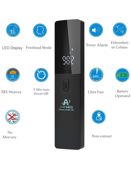 Paquete de 3 Termómetros Digitales Infrarrojos Amplim para Bebés y Adultos