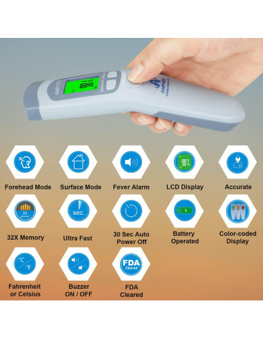 Paquete de 3 Termómetros Digitales Infrarrojos Amplim para Bebés y Adultos