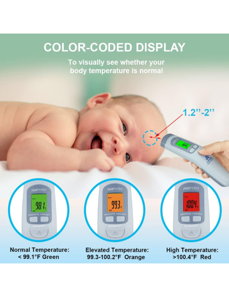 Paquete de 3 Termómetros Digitales Infrarrojos Amplim para Bebés y Adultos