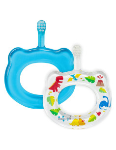 Cepillo de Dientes para Bebé HAMICO Azul Dinosaurios - Cerdas Suaves