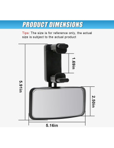 Espejo Convexo para Bebés UHANBUT Ajustable 360 Negro 2