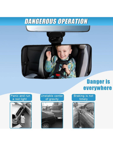 Espejo Convexo para Bebés UHANBUT Ajustable 360 Negro