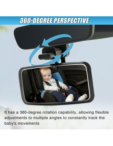 Espejo Convexo para Bebés UHANBUT Ajustable 360 Negro