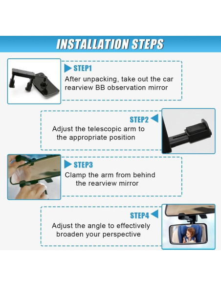 Espejo Convexo para Bebés UHANBUT Ajustable 360 Negro