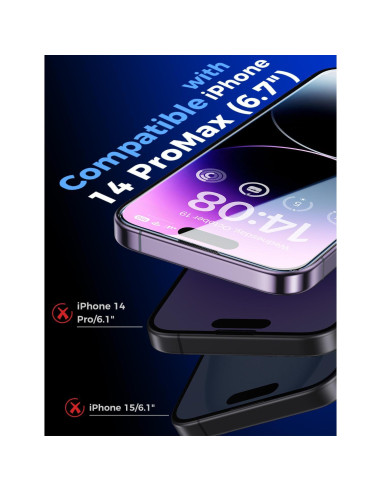 Protector de Pantalla Vidrio Templado MAGIC JOHN para iPhone 14 Pro Max 6.7" - Paquete de 2