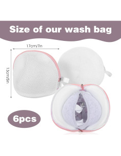 Juego de 6 bolsas de lavado de sujetadores CIATBYYJ - Malla Rosa 2