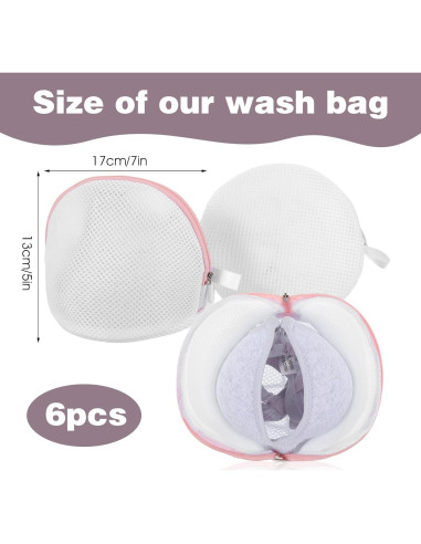 Juego de 6 bolsas de lavado de sujetadores CIATBYYJ - Malla Rosa