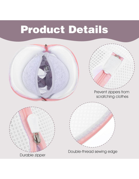 Juego de 6 bolsas de lavado de sujetadores CIATBYYJ - Malla Rosa