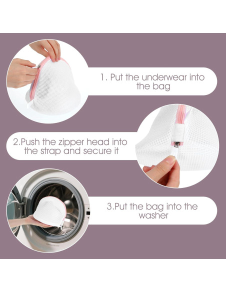 Juego de 6 bolsas de lavado de sujetadores CIATBYYJ - Malla Rosa
