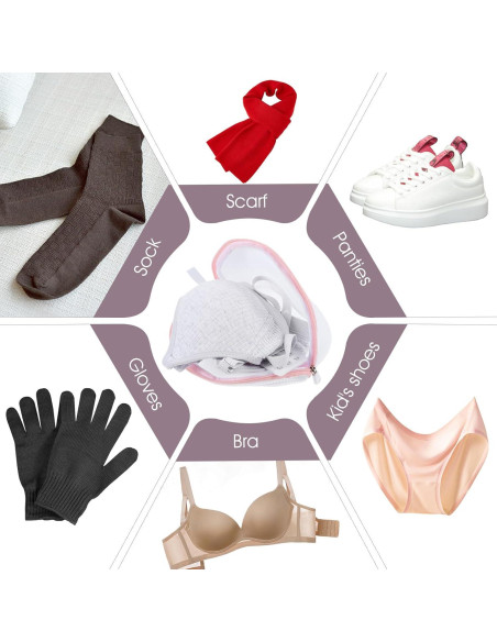 Juego de 6 bolsas de lavado de sujetadores CIATBYYJ - Malla Rosa