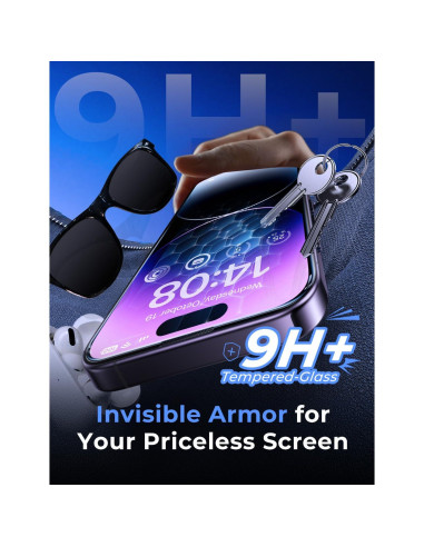 Protector de Pantalla Vidrio Templado MAGIC JOHN para iPhone 14 Pro Max 6.7" - Paquete de 2