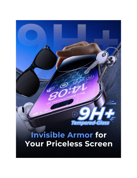 Protector de Pantalla Vidrio Templado MAGIC JOHN para iPhone 14 Pro Max 6.7" - Paquete de 2 Protector de Pantalla Vidrio Templado MAGIC JOHN para iPhone 14 Pro Max 6.7" - Paquete de 2