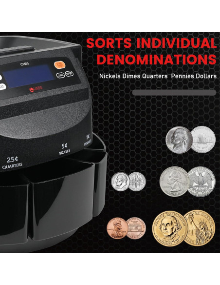 Contador y Clasificador de Monedas L LIKED LD-CT550-5C, 5 Tipos