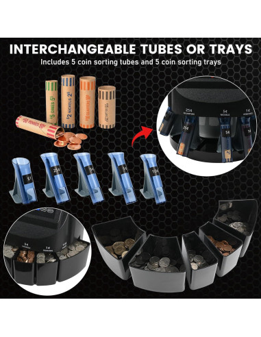 Contador y Clasificador de Monedas L LIKED LD-CT550-5C, 5 Tipos