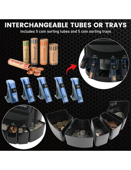 Contador y Clasificador de Monedas L LIKED LD-CT550-5C, 5 Tipos