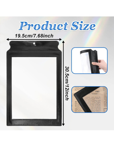 Lupa de Página Completa 5X HJZHII, 30.5x19.5cm, Ligera