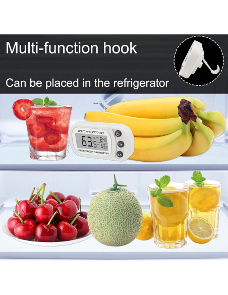 Termómetro Digital de Refrigerador DORHEA 2 Pcs Pantalla LCD