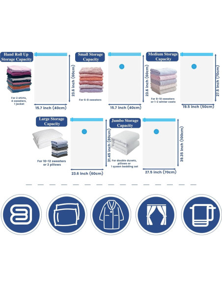 Bolsas de Almacenamiento al Vacío MSBS Packing 10 Pequeñas 60x40cm