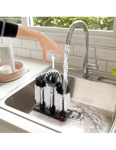 Cepillo Limpiador de Copas Yesland con Base de Succión 3 Cabezas