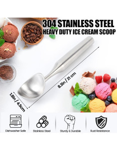 Cucharón de Helado CUNSENR Acero Inoxidable Ergonómico 21.1cm 2