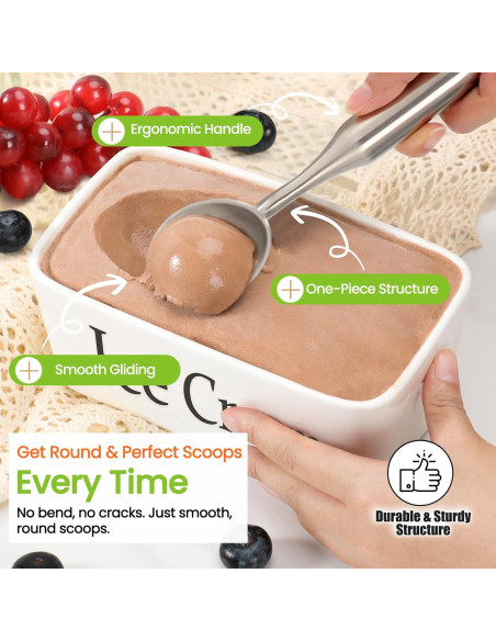 Cucharón de Helado CUNSENR Acero Inoxidable Ergonómico 21.1cm