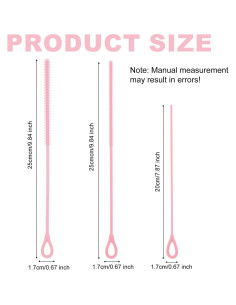 Juego de 3 cepillos limpiadores de pajitas BOXOB - Silicona Rosa 2