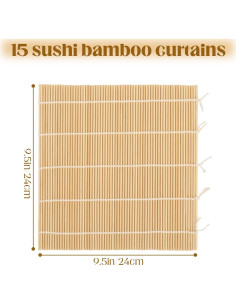 Mat de Enrollar Sushi de Bambú Nsmykhg - 15 Piezas 24.1x24.1 cm 2