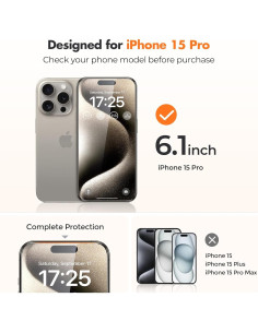 Protector de Pantalla UNBREAKcable para iPhone 15 Pro 3-Pack 2