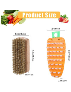 Cepillo Limpiador de Verduras Jeqqinuz - 2 Piezas de Madera 2