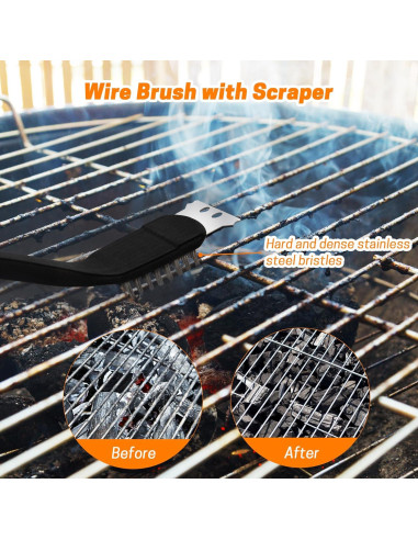 Juego de Cepillos para Parrilla MEADAY 2 PCS Acero Inoxidable