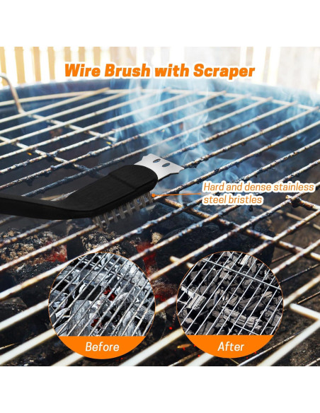 Juego de Cepillos para Parrilla MEADAY 2 PCS Acero Inoxidable
