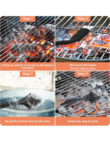 Juego de Cepillos para Parrilla MEADAY 2 PCS Acero Inoxidable