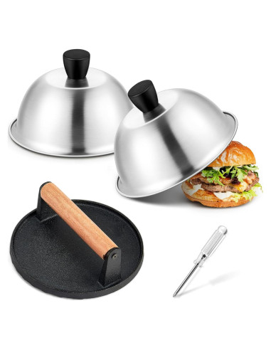 Cubiertas de Basting Joyfair 15.24 cm + Prensa Hamburguesas