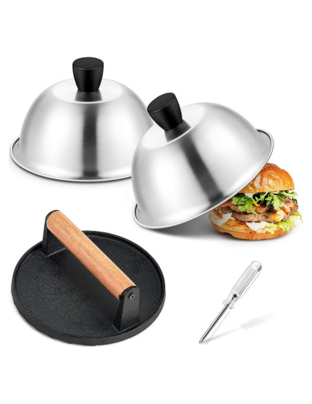 Cubiertas de Basting Joyfair 15.24 cm + Prensa Hamburguesas