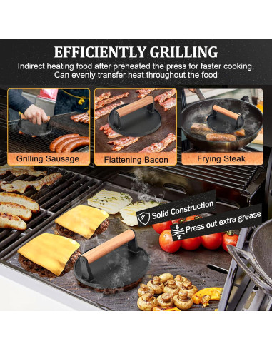 Cubiertas de Basting Joyfair 15.24 cm + Prensa Hamburguesas