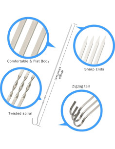 Set de 12 Pinchos de Metal Inoxidable Yolmooat 35.56 cm 2