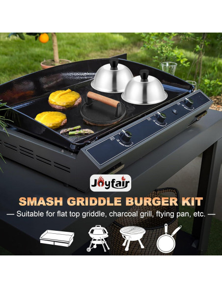 Cubiertas de Basting Joyfair 15.24 cm + Prensa Hamburguesas