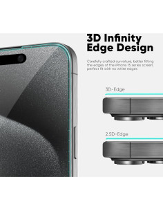 Protector de Pantalla FLOLAB NanoArmour para iPhone 15 Pro - Vidrio Templado 3D Anti-Reflectante 2